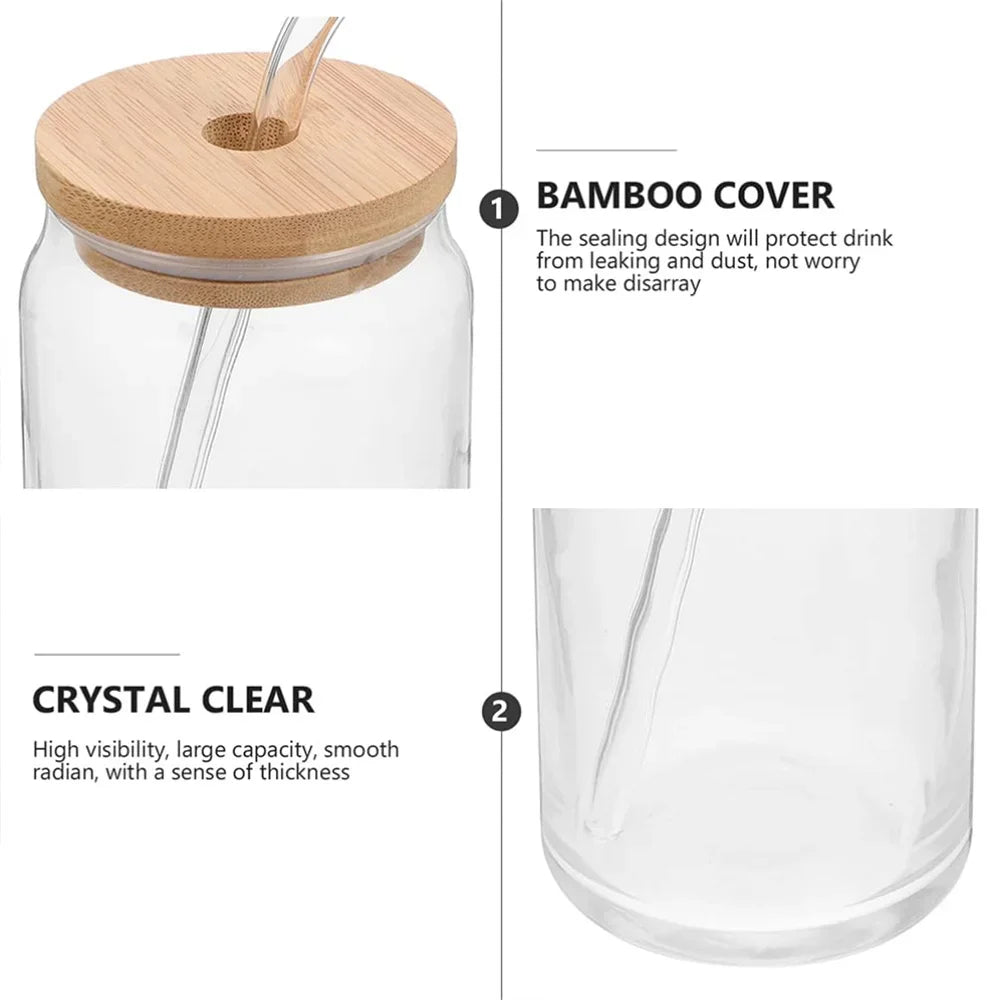 Chic Bamboo Lid Glass Cups
