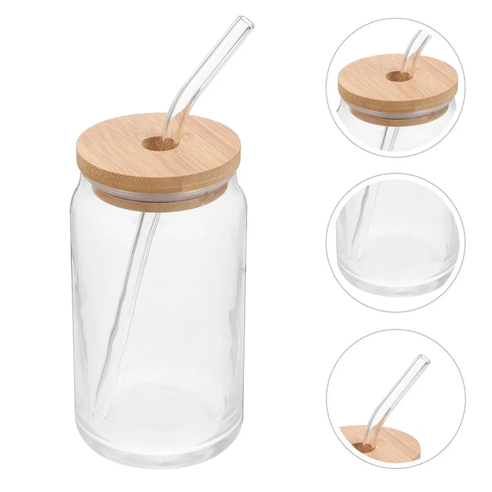 Chic Bamboo Lid Glass Cups